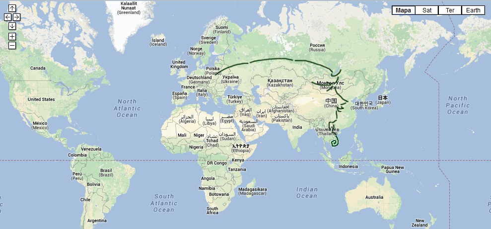 27 stycznia 2014. 231 dni w podróży w zarysie pędzlem. Poniżej bardziej szczegółowo, palcem po mapie.